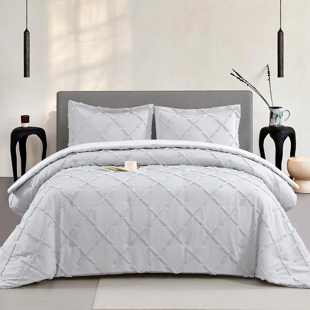 Serene Geometrik Dantelli Püsküllü Şönil Nakış Nevresim Nevresim Takımı Nevresim Takımı